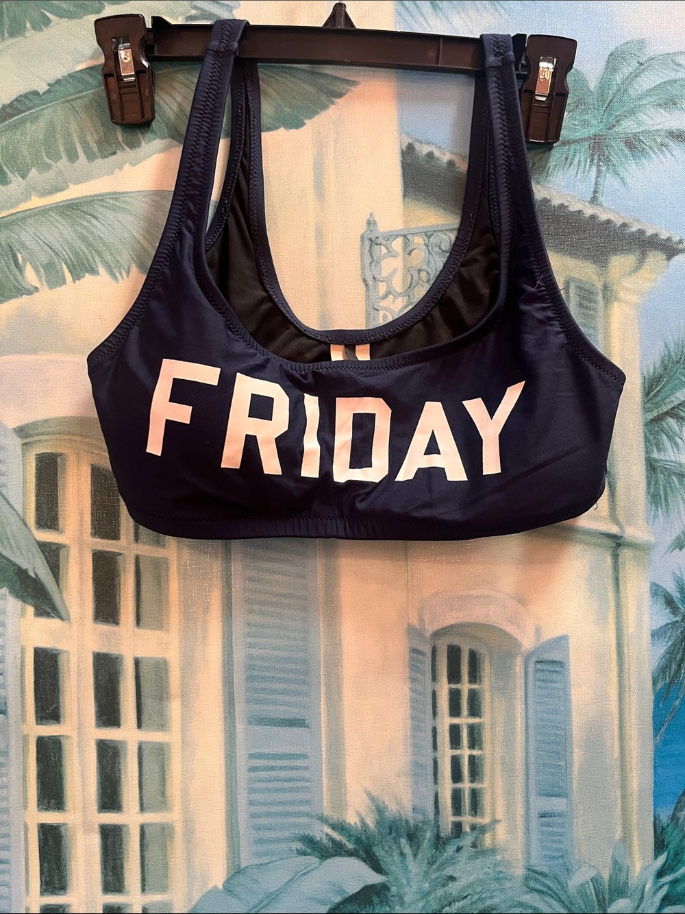 J.Crew Navy and White Athletic Logo Sports Bra size small 2017
